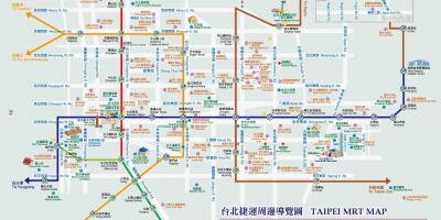 Taipei mrt mapa amb els punts d'interès turístic