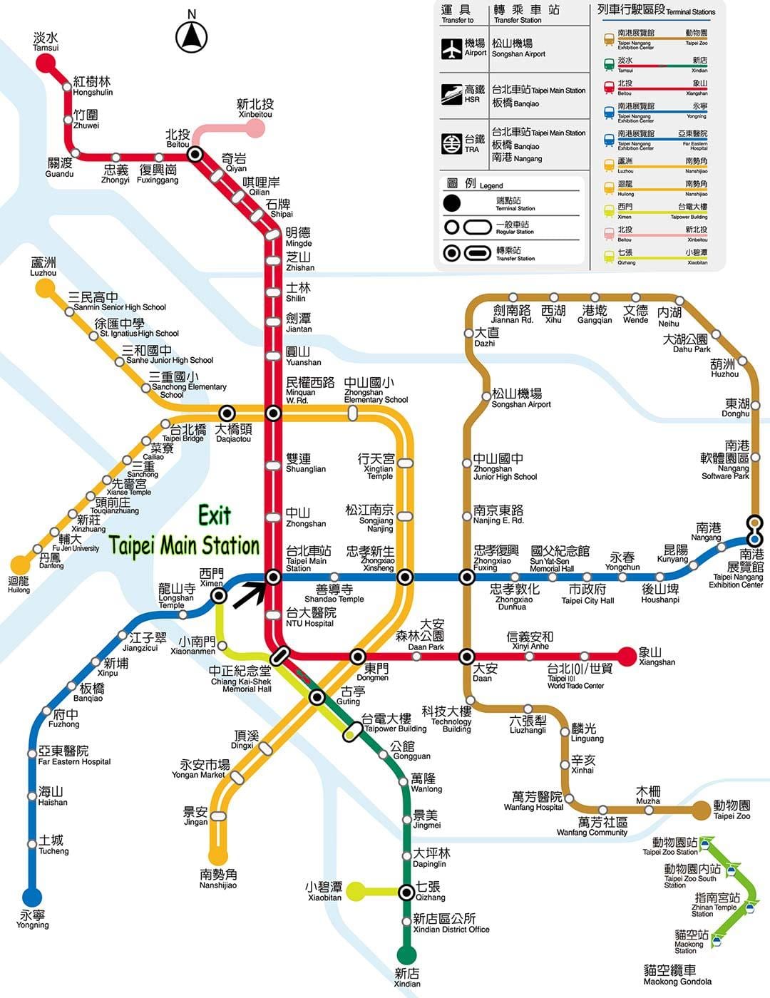 Taipei principal estació de tren mapa