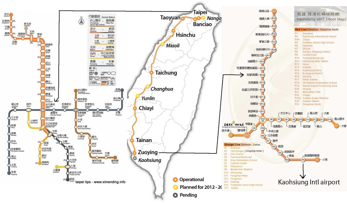 mapa de Taipei alta velocitat de l'estació de tren