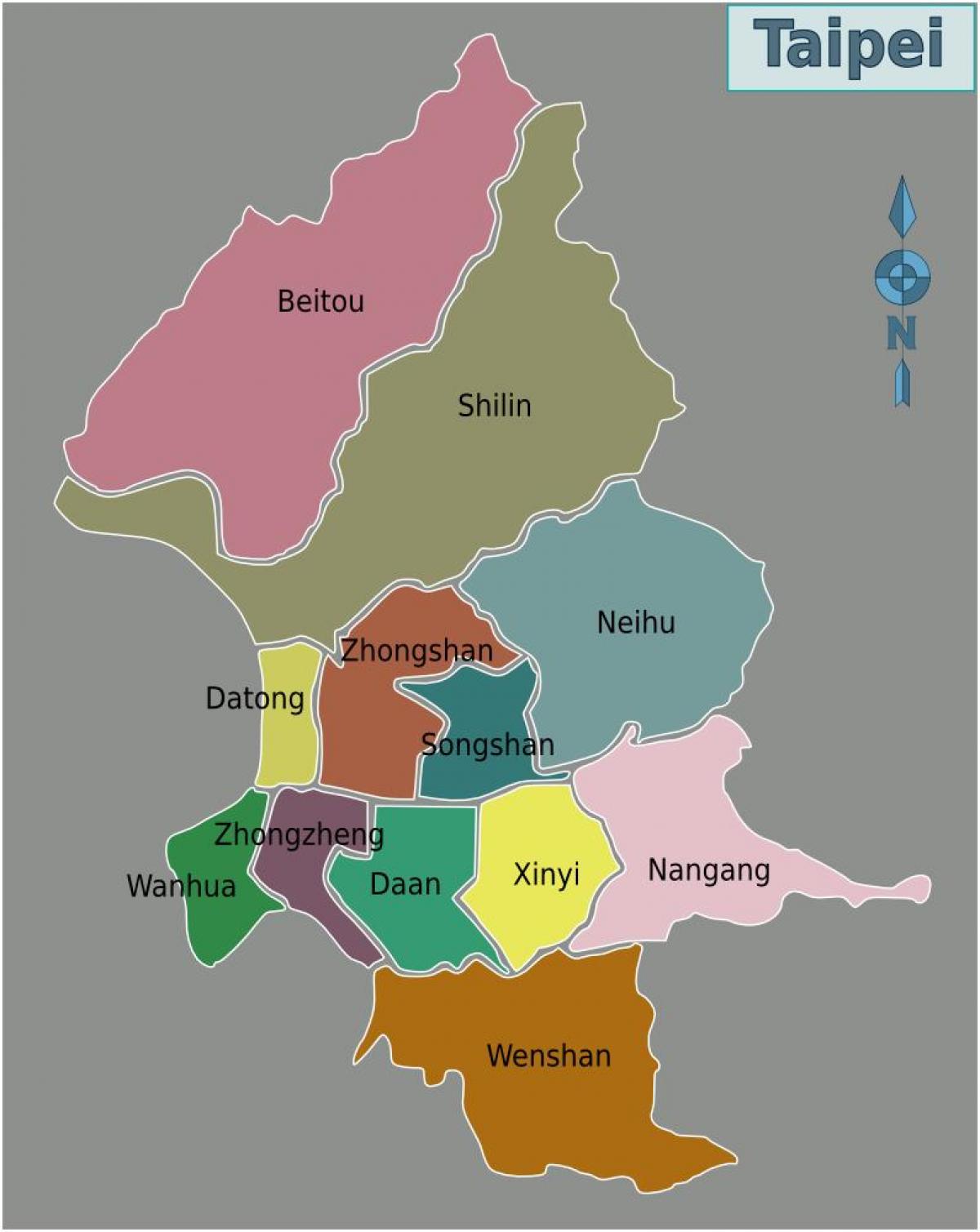 De la ciutat de Taipei districte mapa