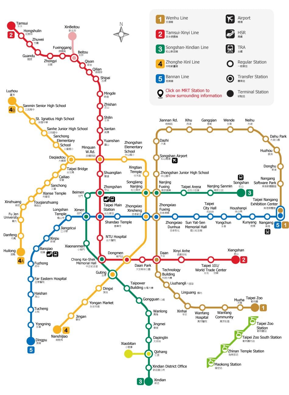 Taipei estació de tren mapa