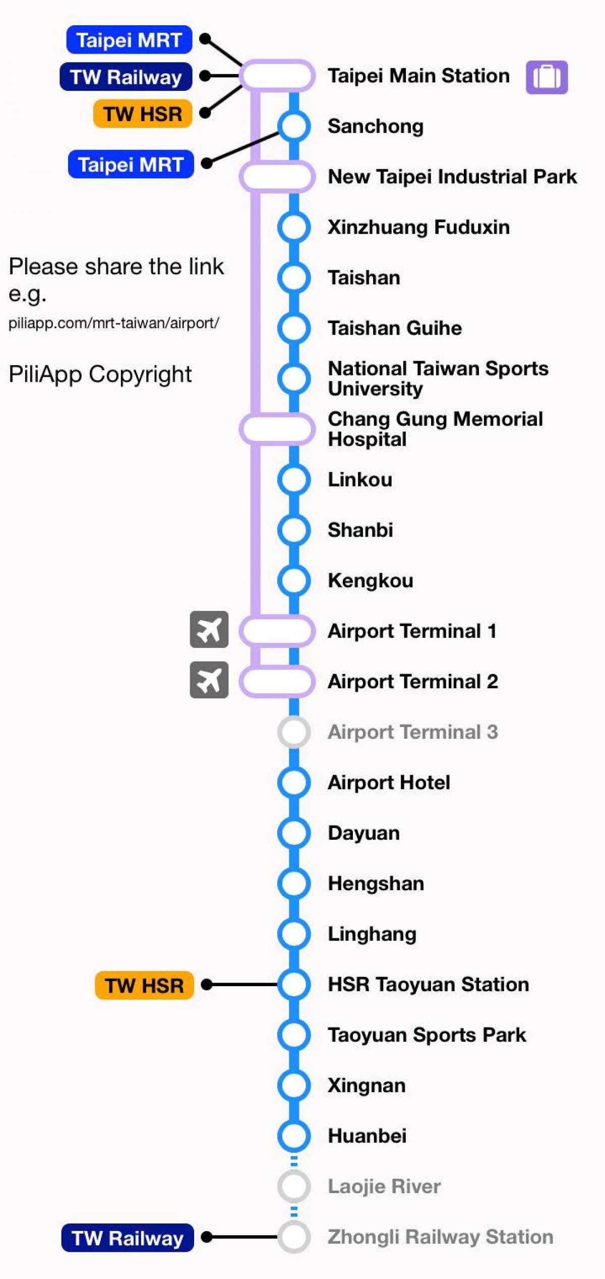 Taipei mrt mapa de taoyuan aeroport