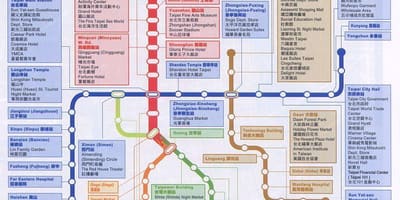 Mapa de Taipei mrt mapa i llocs d'interès